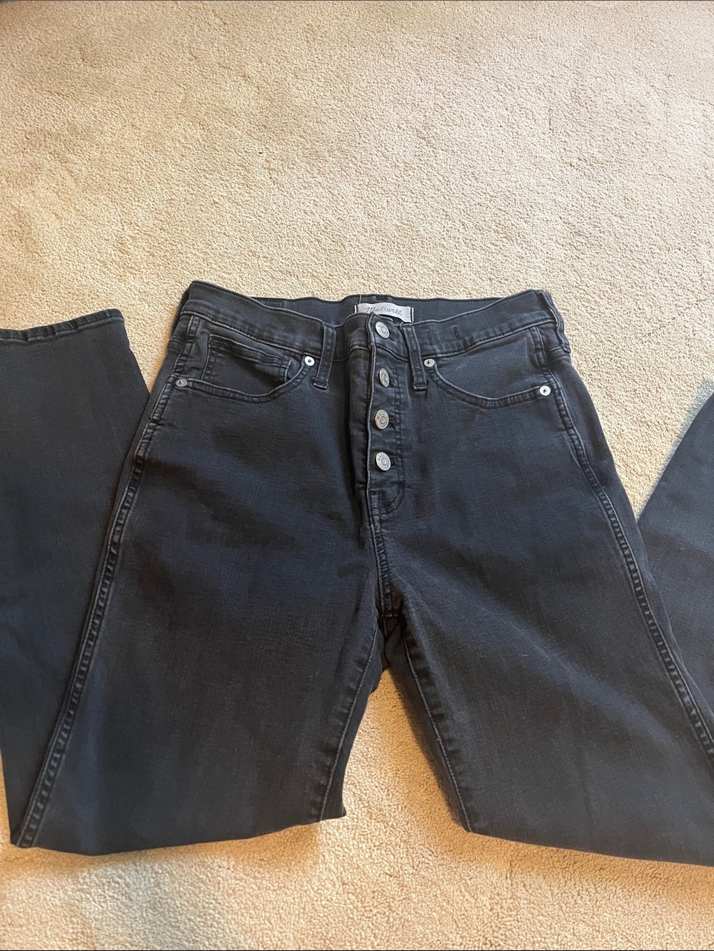 Madewell Stovepipe High-Rise Black Button-Fly Jeans - size 28